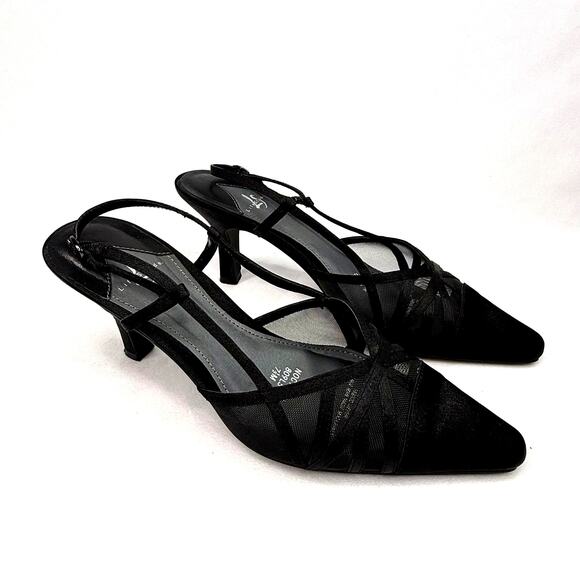 Life Stride Nocturn Black Formal Kitten Heels 7.5 - Picture 1 of 8